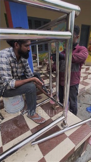 🏗️ Perfect Handrail Installation in Progress 🔥 #Shorts#shortsfeed #construction