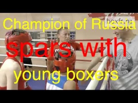Russian boxing champion vs 3 young boxers