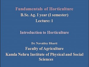 Introduction to Horticulture Lecture 1