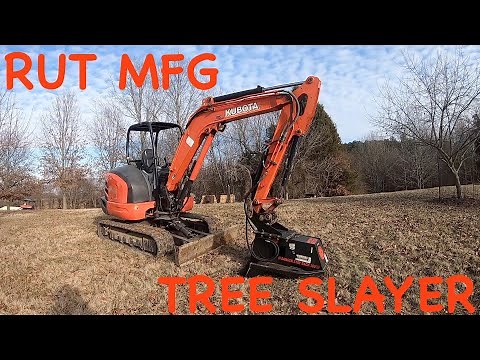 RUT MFG Tree Slayer Grinding Stumps on Kubota KX040