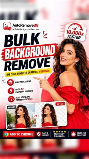 Bulk AI Background Remover 🚀 Remove Backgrounds 10,000× Faster Than Manual Editing