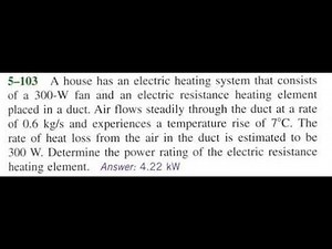 A house has an electric heating system that consists of a fan and an electric resistance heating