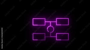 Rectangle and spiral snake blank area colorful neon animation and black background.Copy Space- Classification line animation - 4K video Stock Video