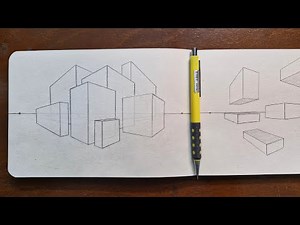 Two Point Perspective | Drawing Overlapping Buildings & Boxes for Beginners