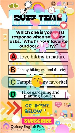 Discover the Best Outdoor Activities #englishquiztime #conversationstarters #improveenglishspeaking