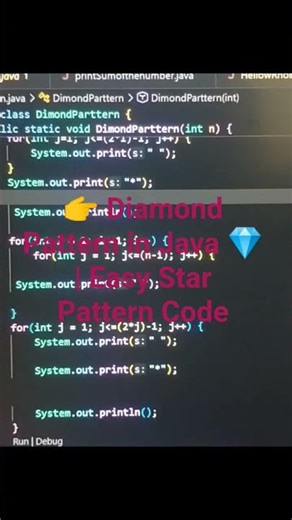 🔥 Diamond Pattern in Java | Star Pattern Coding ⭐