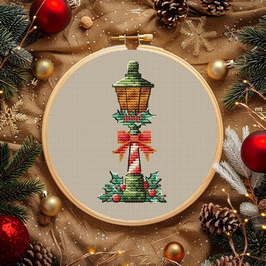 Christmas Lantern Cross Stitch Pattern: Holiday Tree Ornament (PDF Download) - Etsy