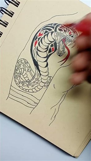 Cobra Tattoo Design | Snake Tattoo Drawing | Gel Pen Art #shorts