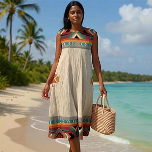 Aztec Native Indian Design Indigenous Pattern Art Tan Color Women's Sleeveless Dress - Etsy