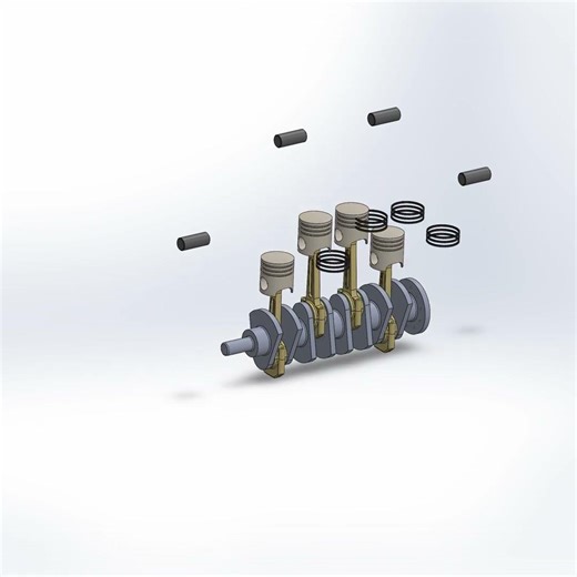 SolidWorks Practice Project – 4 Cylinder Engine Model #shorts