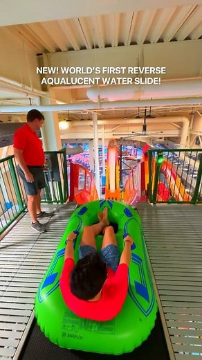World’s FIRST reverse AquaLucent water slide! 🤯 Would you try this? #travel #waterpark #waterslide #thrilling #slide | RealTime Vlog