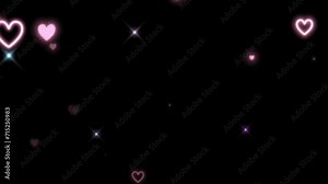 Hearts valentine's concept Loop 4k Alpha Animation for event, love stories, text box, blank gift frame valentine's day loopable abstract background