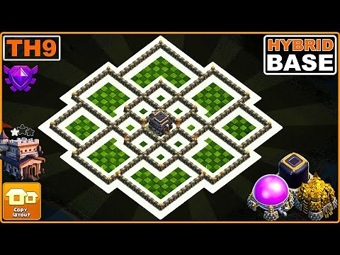 NEW BEST! TH9 Base 2023 with COPY LINK | COC Town Hall 9 Hybrid/Trophy Base Design