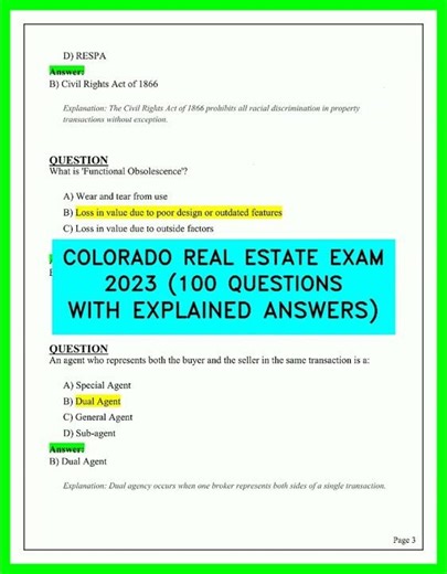 COLORADO REAL ESTATE EXAM 2023 100 QUESTIONS WITH EXPLAINED ANSWERS VIDEO 2026 COMPLETE GUID PRO