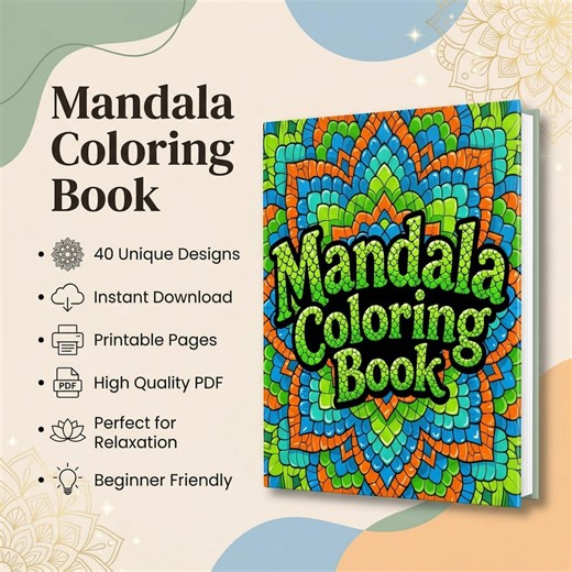 40 Mandala Coloring Pages for Adults | Stress Relief | Mindfulness | Printable PDF - Etsy