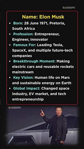 Elon Musk Biography in 7 Powerful Facts #ElonMusk #TechVisionary