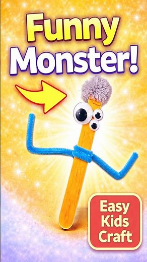 DIY Popsicle Stick Monster 👾 Easy Kids Craft & Room Decor #diy #craft #craftyfun #kids