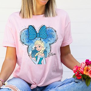 Disney Elsa Shirt, Frozen Elsa, Disney Castle Watercolor, Disney Matching, Princess Matching, Minnie Ears Elsa, Elsa Trip Shirt, Disney Trip - Etsy