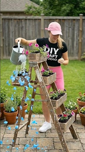 Turning an Old Wooden Ladder Into a Spectacular Flower Tower! 🪜🌸