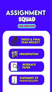 ✅ Struggling with your final-year project, thesis, or assignments? Let Assignment Squad handle the research while you focus on success! ✨ Get expert assistance today! #AssignmentHelp #FinalYearSuccess📚 Deadline stress? No worries! Our experts are here to help with reports, theses, and final-year projects. High-quality, plagiarism-free work guaranteed! DM us now! 📩 #AcademicSuccess💡 Top-Notch Thesis & Report Assistance! We help students like you ace their assignments, reports, and projects wit