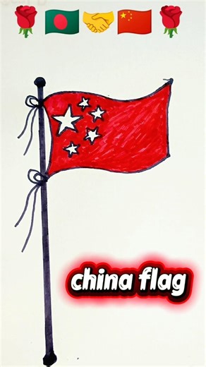 Beautiful China 🇨🇳 Flag Art 🎨Creative Drawing with Oil Pastels 😍China Flag Drawing 🇨🇳❤️#Shorts