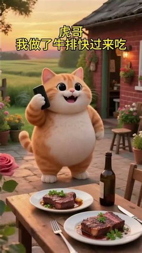 Ep2 || Orange Cat Cooking : Beef steak #catcooking #aicatcook #shorts