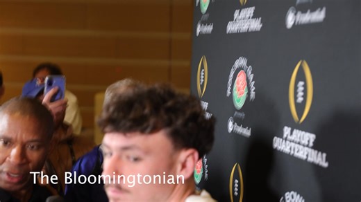 Indiana University football player Aiden Fisher talks to the media after arriving in Los Angeles for the Rose Bowl on Monday, December 9, 2025. (Video by Jeremy Hogan/The Bloomingtonian) We’d like to thank The Bloomingtonian’s Rose Bowl coverage sponsors for making our coverage here and in Pasadena possible. PizzaX, Quarrymen Coffee Roasting Co., Ferguson Law, IU Credit Union, The Ken Nunn Law Office, Liell & McNeil Attorneys, P.C., Shine Insurance, First Financial Bank, TRISTAR, Inc., Malibu Gr
