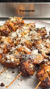The secret to next-level skewers? Garlic parmesan butter. @Marion Grasby cooked hers in the Panasonic NN-CD88QS 34L Combi Air Fry Convection Microwave, and the result is golden, cheesy perfection. Would you try this at home? 👇 Learn more: bit.ly/3ZqdIkH | Panasonic Australia