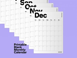 Blank Monthly Calendar Printable PDF | Undated Monthly Planner | A4 & Letter | Minimal Digital Download - Etsy Canada