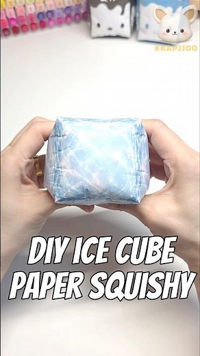 DIY Paper Squishy | Chewy Ice Cube – So Satisfying 🧊#howtomake #freetemplate #craft #fidgettoys
