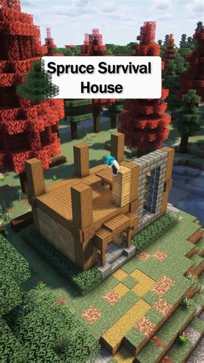 Minecraft Spruce Survival house Full tutorial on YouTube #minecraft #minecraftbuild #minecraftshorts