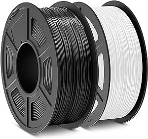 SUNLU ABS Filament 1.75mm 3D Printer Filament, Strong and Durable, Heat Resistance, Excellent Toughness, Individually Vacuum Packed, 2kg in Total, 1kg per Spool, Pack of 2, Black+White