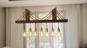 Handmade Wooden Beam Chandelier: Rustic Kitchen Island Lighting - Etsy