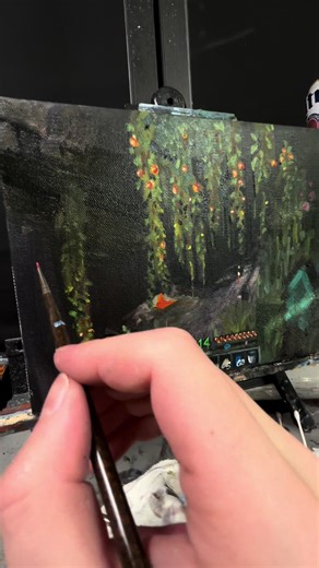I made an oil painting of a Lush Cave in Minecraft #minecraft #mojang #nostalgia #oilpainting #foryou