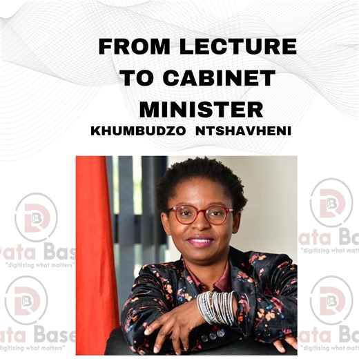 23K views · 155 reactions | FROM LECTURE TO CABINET MINISTER Khumbudzo Phophi Silence Ntshavheni’s journey shows how education and leadership can open doors to national power.  Two Honours degrees  MBA from Bradford University (UK)  From Sibasa, Limpopo ️ Minister in the Presidency From the lecture hall to the Cabinet table a story of education, experience, and influence in South African politics. #jhb #capetown #southafrica | DataBase | Facebook