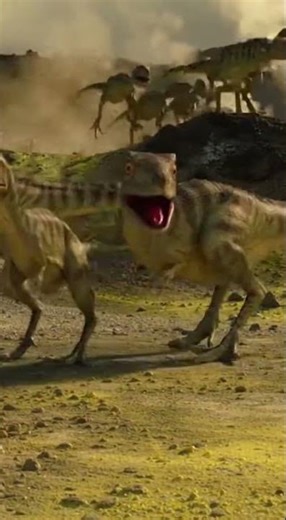 Compsognathus vs a giant, falling boulder in a Prehistoric World