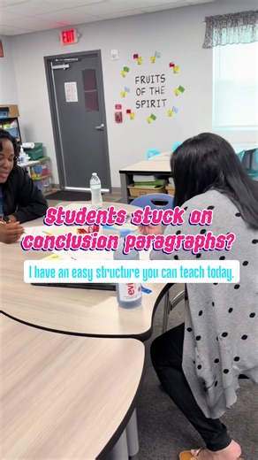 Students stuck on conclusion paragraphs? You’re not alone, and it’s not because they “don’t know what to say.” Most students struggle with conclusions because they don’t know how to wrap up their thinking in a clear, organized way. The fix? A simple conclusion paragraph structure that removes the guesswork!! I teach conclusions using 3-4 sentences: ✔ An overview (summary of the topic) ✔ A restatement of the 3 main ideas ✔ A final thought or feeling When students know exactly what each sentence s