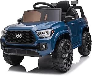 Blitzshark 12V Kids' Ride-on Car - Licensed Toyota Tacoma, Electric Car for Boys & Girls, Remote Control with Music/FM, LED Lights (Blue)