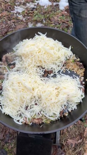 Cooking outside at an off grid cabin just hits different. -