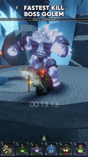 Fastest Kill Boss Golem with DK Gauntlet #roblox #theforge