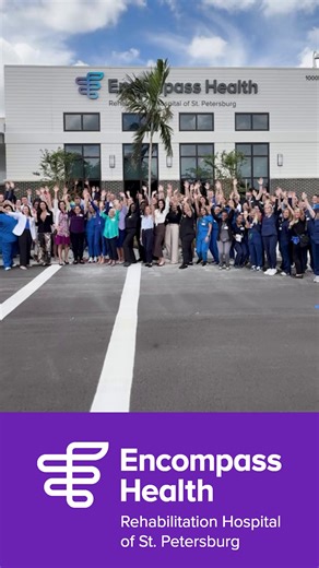 Today, we celebrated the grand opening of our newest hospital in the state of Florida. Encompass Health Rehabilitation Hospital of St. Petersburg is expected to begin serving patients later this month. This 50-bed rehabilitation hospital marks our 25th hospital in the state of Florida. It’s our honor to meet the growing inpatient rehabilitation needs of the St. Pete community and to help those recovering from stroke and other serious illnesses and injuries regain their independence. | Encompass 