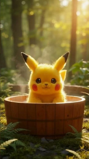 Pikachu taking a hot bath and relaxing : )
