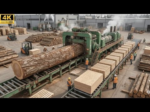Inside a Wood Processing Factory – How Natural Wood & Particleboard Are Made