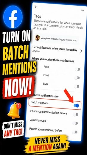 How to Turn ON Batch Mentions Notifications on Facebook (2026) #shorts