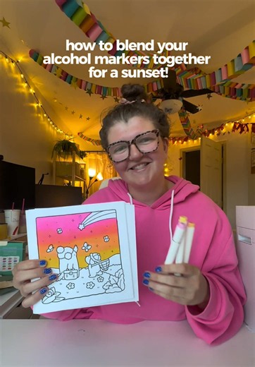 how to properly blend your markers together! 🌅⭐️💛✨ #coloringtutorial #coloringpages #coloringpage #colorwithme #coloringcommunity