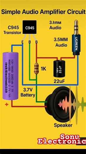 simple amplifier circuit diagram 👍🏻💯