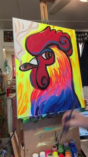 How to paint roosters to sell #acrylicpaintingforbeginners #painting #artforbeginners #paint
