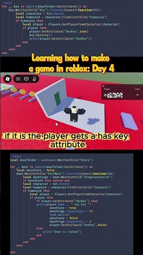 Day 4 of learning how to make a game in roblox #roblox #tutorial #coding #robloxedit #luau #code