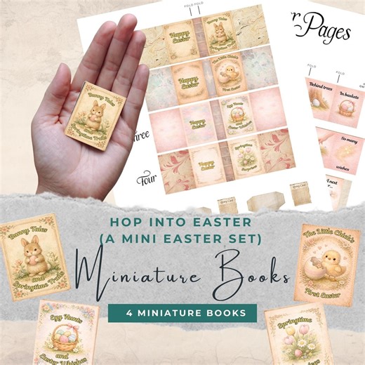 Hop Into Easter - an Easter Set Miniature Books, Printable DIY Mini Book Set (4 Books), Dollhouse Accessories, Easter Crafts, 300DPI - Etsy