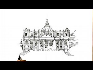 How to Draw the St. Peter's Basilica Church (Vatican)